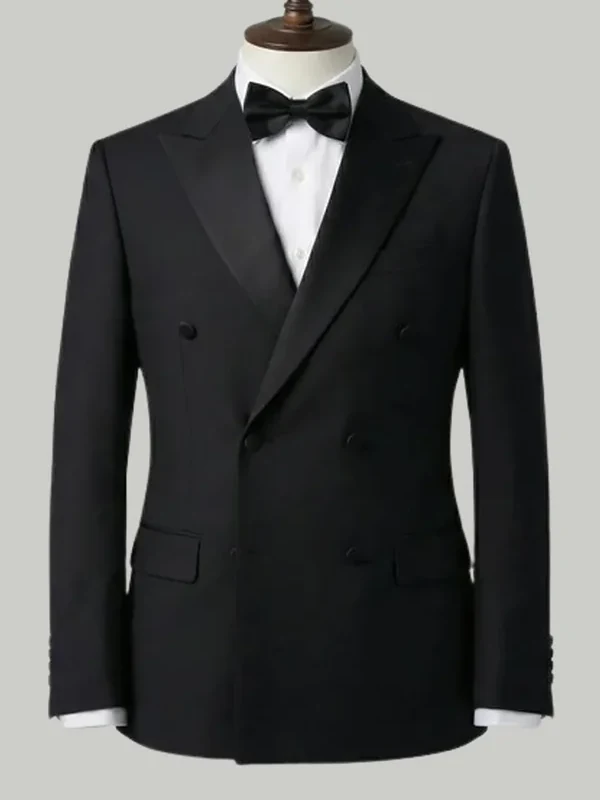 Black Double-Breasted Tuxedo - bespoke dinner suit by Noble Fox
