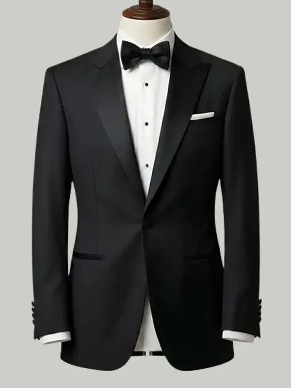 Black Peak Lapel Tuxedo - bespoke dinner suit by Noble Fox