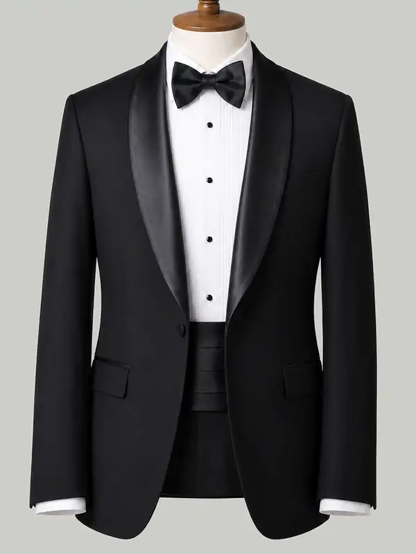 Black Shawl Collar Tuxedo - bespoke dinner suit by Noble Fox