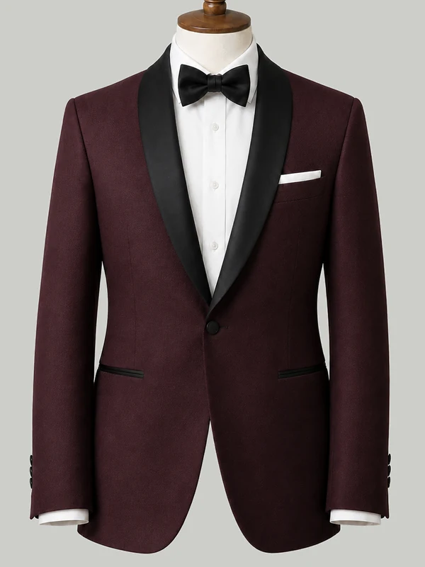 Burgundy Shawl Collar Tuxedo - bespoke dinner jacket by Noble Fox
