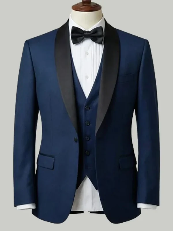 Midnight Blue Shawl Collar Tuxedo - bespoke dinner suit by Noble Fox