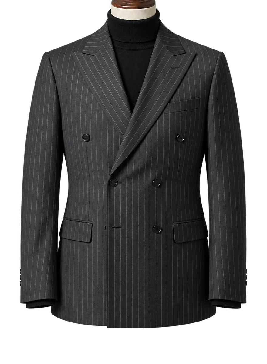 Charcoal Chalk Stripe Double-Breasted - bespoke corporate and legal suit by Noble Fox