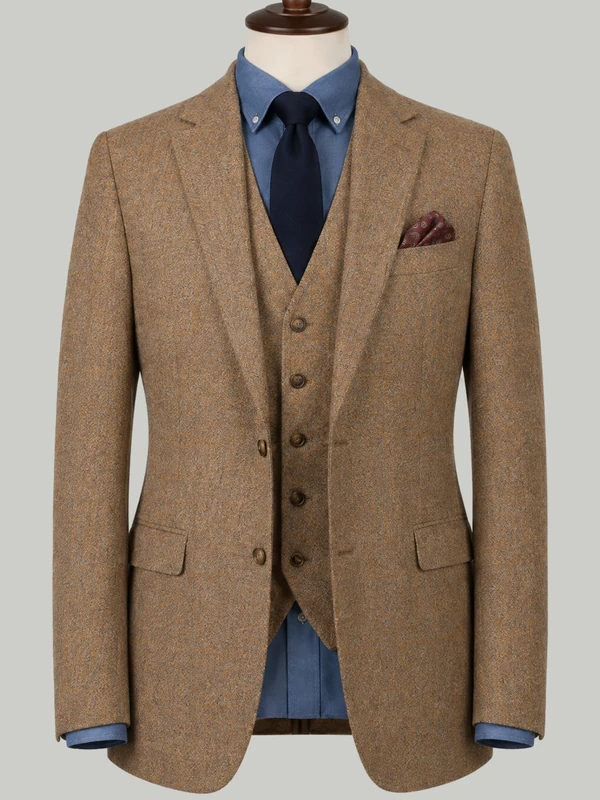 Camel Tweed Three Piece - bespoke tweed and countrywear by Noble Fox