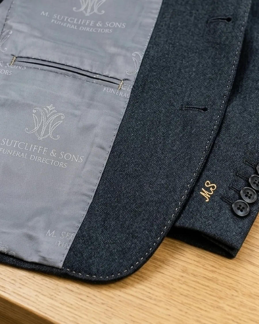 Hand-Finished Detail - bespoke funeral director tailoring by Noble Fox