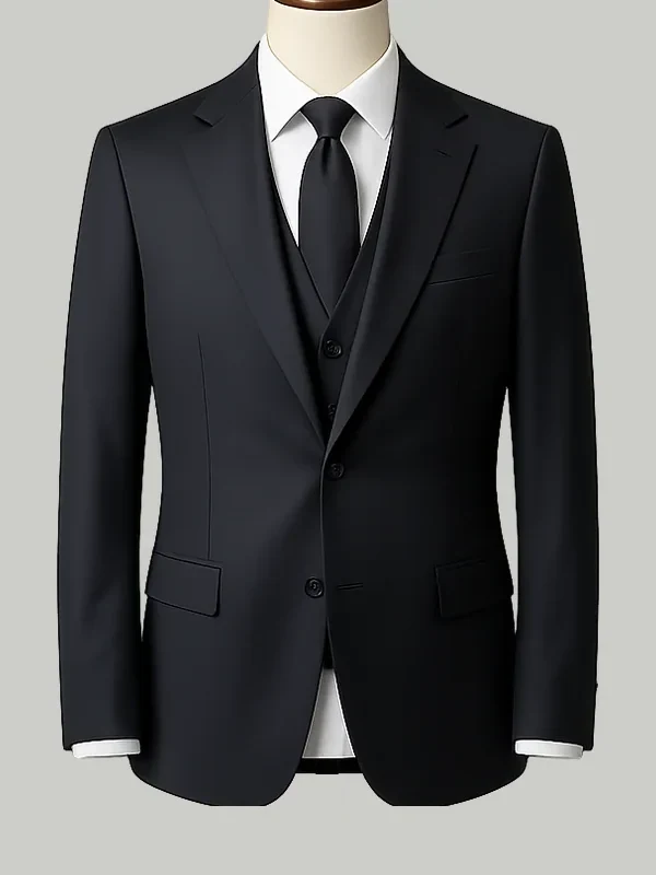 Black Three Piece Suit - bespoke hotel uniform tailoring by Noble Fox