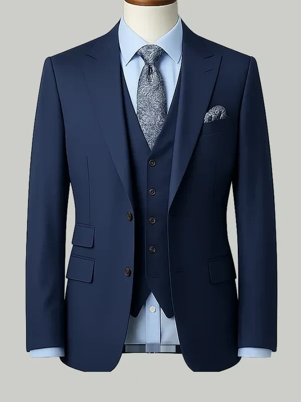 Navy Three Piece Suit - bespoke hotel uniform tailoring by Noble Fox
