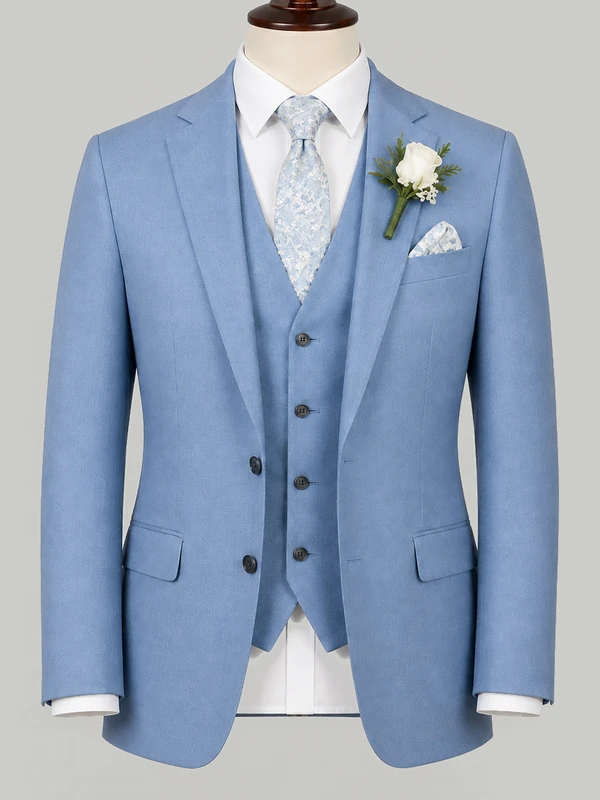 Cornflower Blue Three Piece - bespoke prom suit by Noble Fox