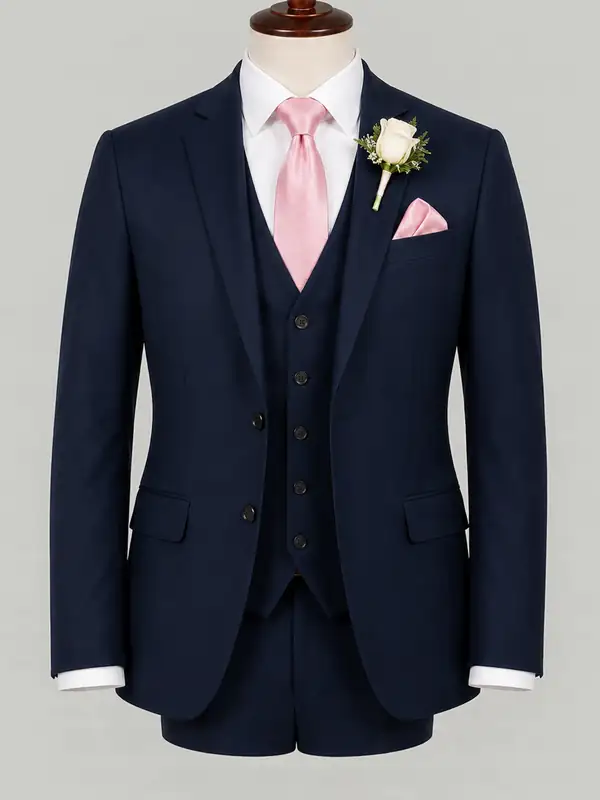 Navy Three Piece Suit - bespoke prom suit by Noble Fox