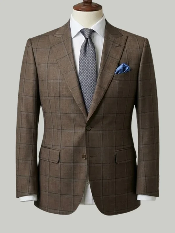 Brown Windowpane Check Suit - bespoke race day suit by Noble Fox