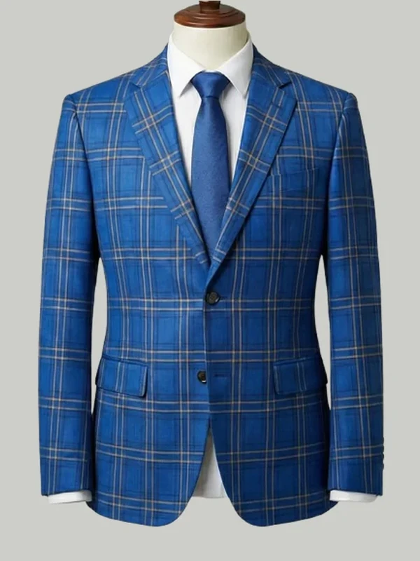 Royal Blue Windowpane Suit - bespoke race day suit by Noble Fox