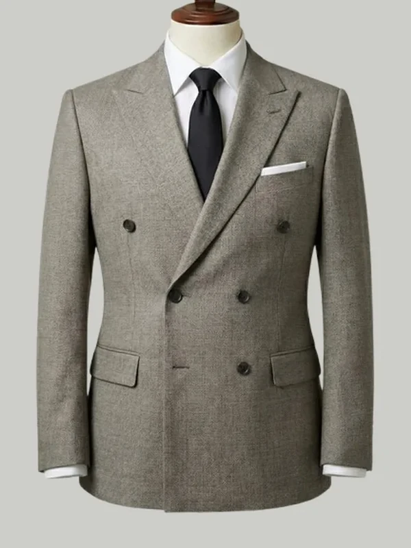 Taupe Double-Breasted Suit - bespoke race day suit by Noble Fox