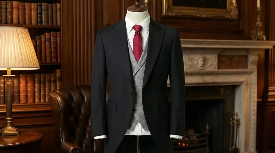 Groom in a bespoke tailored wedding suit
