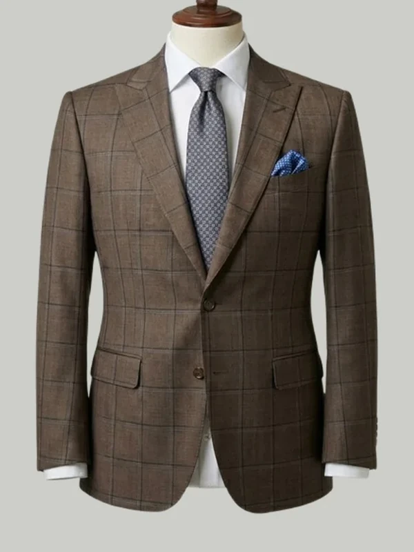 Brown Windowpane Check Suit - bespoke wedding suit by Noble Fox