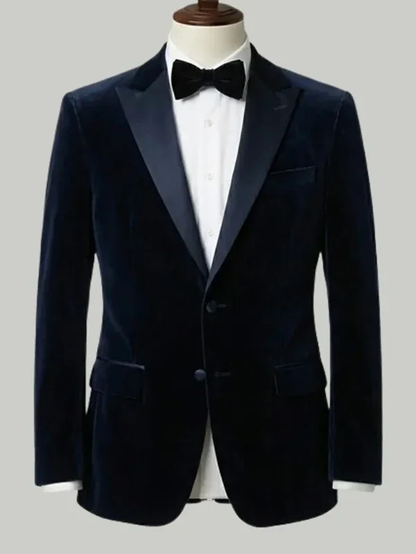 Navy Velvet Dinner Jacket - bespoke wedding suit by Noble Fox