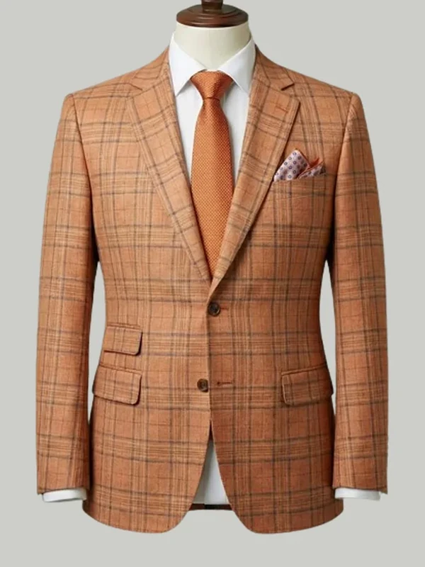 Burnt Orange Check Suit - bespoke wedding suit by Noble Fox