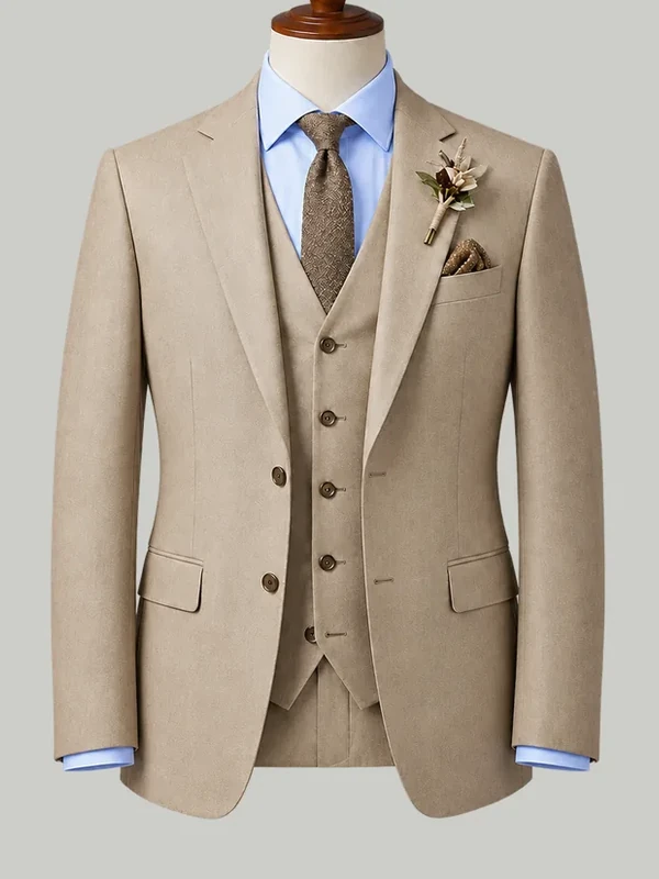 Taupe Three Piece - bespoke wedding suit by Noble Fox