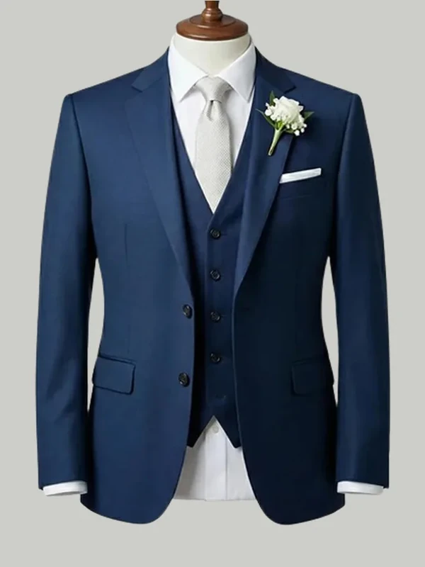 Traditional Blue Three Piece - bespoke wedding suit by Noble Fox