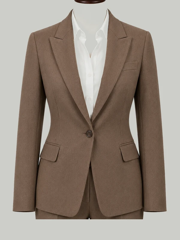 Taupe Two Piece Suit - bespoke women's tailoring by Noble Fox