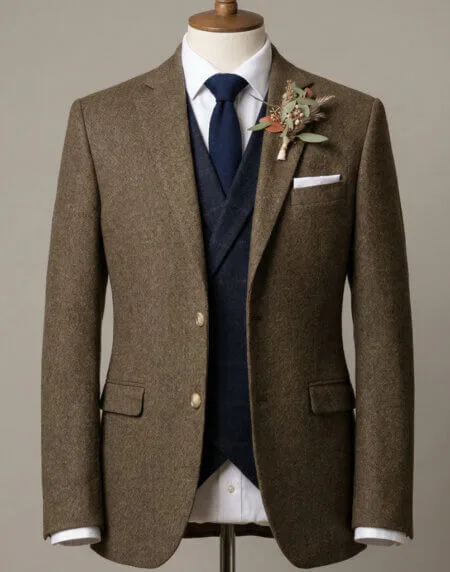 Brown Herringbone Suit