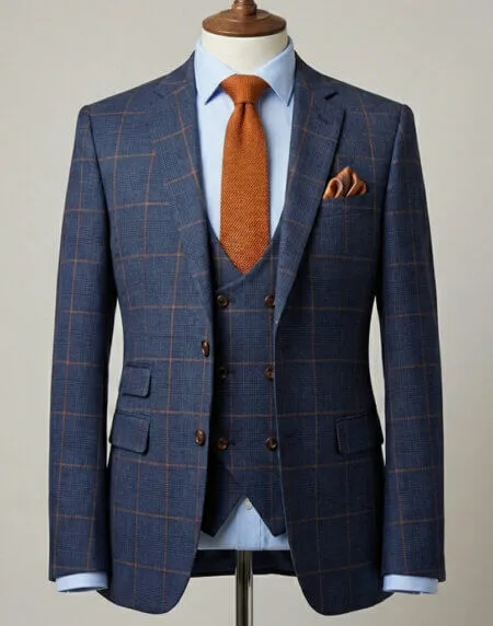 Midnight Blue Check Suit